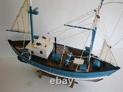 Old Style Wooden Model Fishing Boat 18 Offshore Fishing Vessel On Cradle