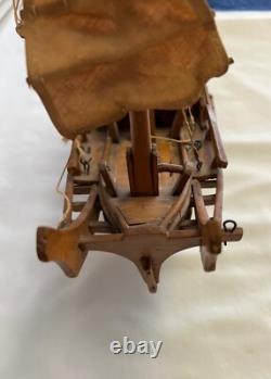 Old Wood Handcrafted Model of a Chinese Junk Vessel Boat Ship 11 Bought in 1952