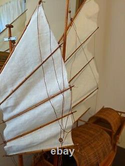 Older Chinese Junk Clipper Wood Model Boat Assembled Hand made 27 Large