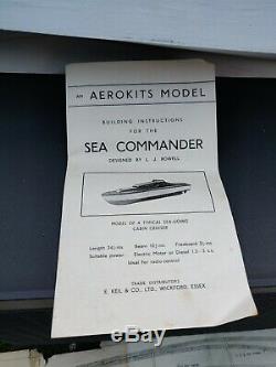 Partially built Sea Commander Model RC Boat Aerokits with plans and motor