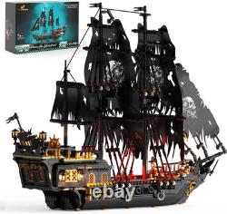 Pirate Ship Building Toys with Lights, Pearl Pirate Ship Model Boat Kit 40002, B