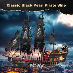 Pirate Ship Building Toys with Lights, Pearl Pirate Ship Model Boat Kit 40002, B