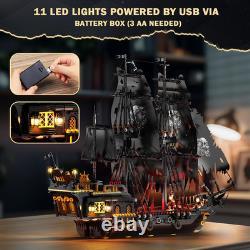 Pirate Ship Building Toys with Lights, Pearl Pirate Ship Model Boat Kit 40002, B