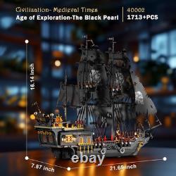Pirate Ship Building Toys with Lights, Pearl Pirate Ship Model Boat Kit 40002, B
