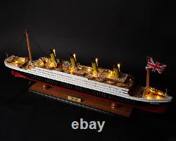 Premium Titanic Wooden Model Ship White Star Line LED Light 23 Nautical Decor