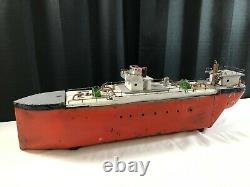 Primitive HAND BUILT SCALE MODEL Cargo Fishing Freighter Ship BOAT with Propeller