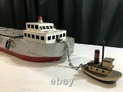 Primitive HAND BUILT SCALE MODEL Cargo Passenger Ship S. S. Ludwig boat Freighter