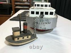 Primitive HAND BUILT SCALE MODEL Cargo Passenger Ship S. S. Ludwig boat Freighter