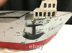 Primitive HAND BUILT SCALE MODEL Cargo Passenger Ship S. S. Ludwig boat Freighter