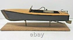 RARE BOUCHER ERA WOODEN MODEL LIVE STEAM 2 CYLINDER BOAT POND YACHT, WithSTAND