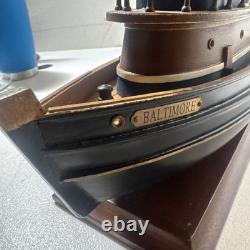 RARE The Baltimore Tugboat Handcrafted Wooden Boat Model Brass fittings