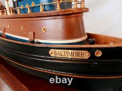 RARE The Baltimore Tugboat Handcrafted Wooden Boat Model Brass fittings Large