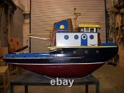 RARE Tugboat Handcrafted Wood Replica Model Nautical Large 65 Long