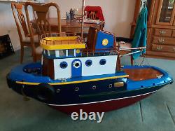 RARE Tugboat Handcrafted Wood Replica Model Nautical Large 65 Long