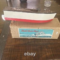 RARE VINTAGE MSK MODEL MOTOR BOAT WOODEN TOY JAPAN With Original Box