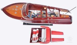 RC Riva Aquarama Speed Boat Wood Model 26.5 Radio Controlled Mahogany Runabout