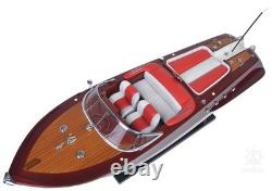 RC Riva Aquarama Speed Boat Wood Model 26.5 Radio Controlled Mahogany Runabout