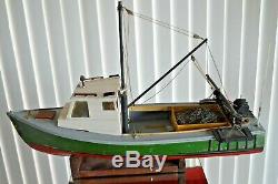 RC Shrimp Fishing Boat Built Wood Model Ship Assembled Boat Ship Nautical