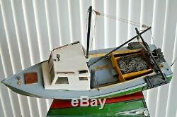 RC Shrimp Fishing Boat Built Wood Model Ship Assembled Boat Ship Nautical