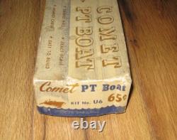 READ Antique 1945 Comet Model Co PT Boat Wooden Wood Kit U6 Original Box