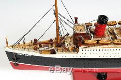 RMS Queen Mary Cruise Ship 40 Ocean Liner Wood Model Boat With Case Assembled