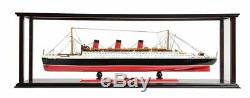 RMS Queen Mary Cruise Ship Ocean Liner 32 Wood Model Boat With Display Case