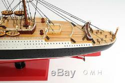 RMS Queen Mary Cruise Ship Ocean Liner 32 Wood Model Boat With Display Case