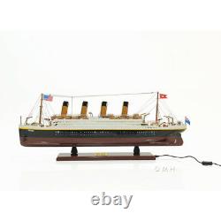 RMS Titanic Ocean Liner with Lights 32 Wood Model White Star Line Cruise Ship New