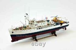 RV Calypso Research Vessel Handmade Wood Ship Model with Lights, 36 Long, Museum