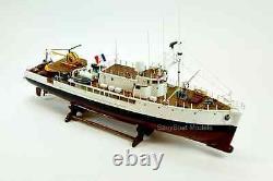 RV Calypso Research Vessel Handmade Wood Ship Model with Lights, 36 Long, Museum