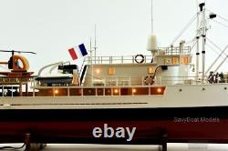 RV Calypso Research Vessel Handmade Wood Ship Model with Lights, 36 Long, Museum