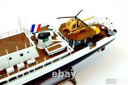 RV Calypso Research Vessel Handmade Wood Ship Model with Lights, 36 Long, Museum