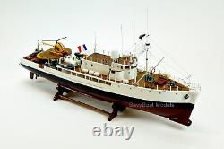 RV Calypso Research Vessel Handmade Wooden Ship Model with lights