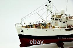 RV Calypso Research Vessel Handmade Wooden Ship Model with lights