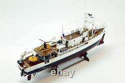 RV Calypso Research Vessel Handmade Wooden Ship Model with lights