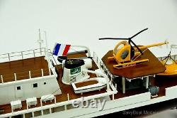 RV Calypso Research Vessel Handmade Wooden Ship Model with lights