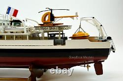 RV Calypso Research Vessel Handmade Wooden Ship Model with lights