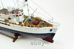 RV Calypso Research Vessel Handmade Wooden Ship Model with lights