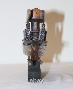 Rare Antique Early 20th Century Chinese Hand-Carved Wooden Boat Model on Stand