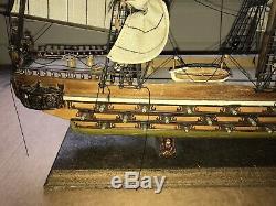 Rare Antique Model Ship Ohio Frigate Sailing Boat Hand Made Wood 1960s