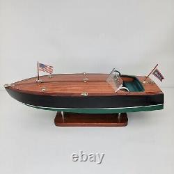 Rare Vintage Garwood Speedster Wooden Model Boat 21 with Wooden Stand