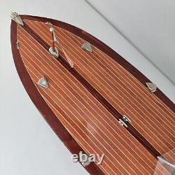 Rare Vintage Garwood Speedster Wooden Model Boat 21 with Wooden Stand