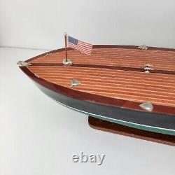 Rare Vintage Garwood Speedster Wooden Model Boat 21 with Wooden Stand