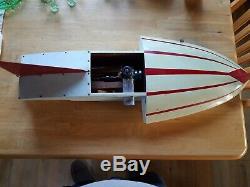 Rare Vintage Gas Model Hydroplane Tether Wood Boat