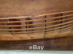 Rare Vintage Handcrafted Skeleton Half Hull Boat Model Folk Art Wood Scale Sail