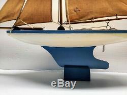 Rare Vintage Toy Model Real Wood Sailboat Pond Boat Sailing Yacht Wongs