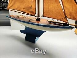 Rare Vintage Toy Model Real Wood Sailboat Pond Boat Sailing Yacht Wongs