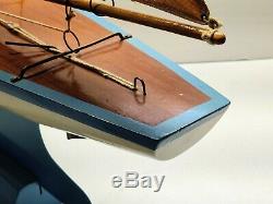 Rare Vintage Toy Model Real Wood Sailboat Pond Boat Sailing Yacht Wongs