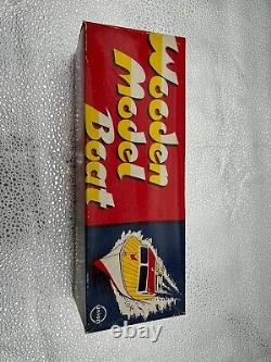 Rare Wooden Model Boat Battery Powered Union Japan It Does Work & Lights Up