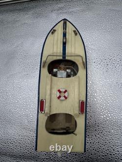 Rare Wooden Model Boat Battery Powered Union Japan It Does Work & Lights Up
